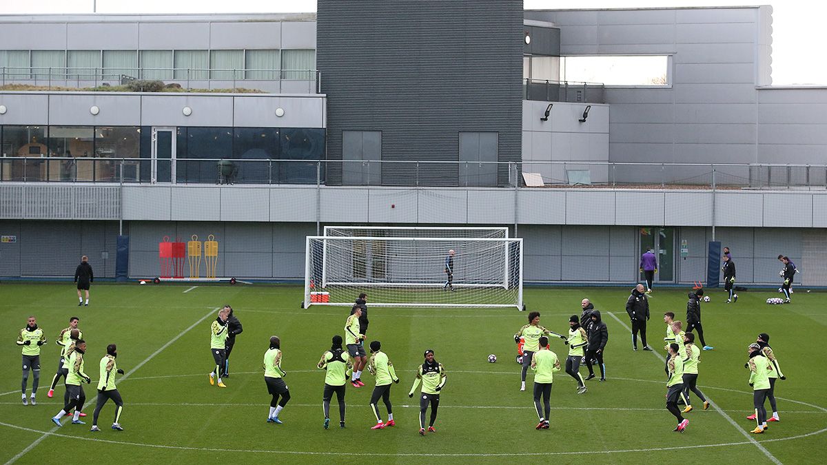 The players of Manchester City in a training session