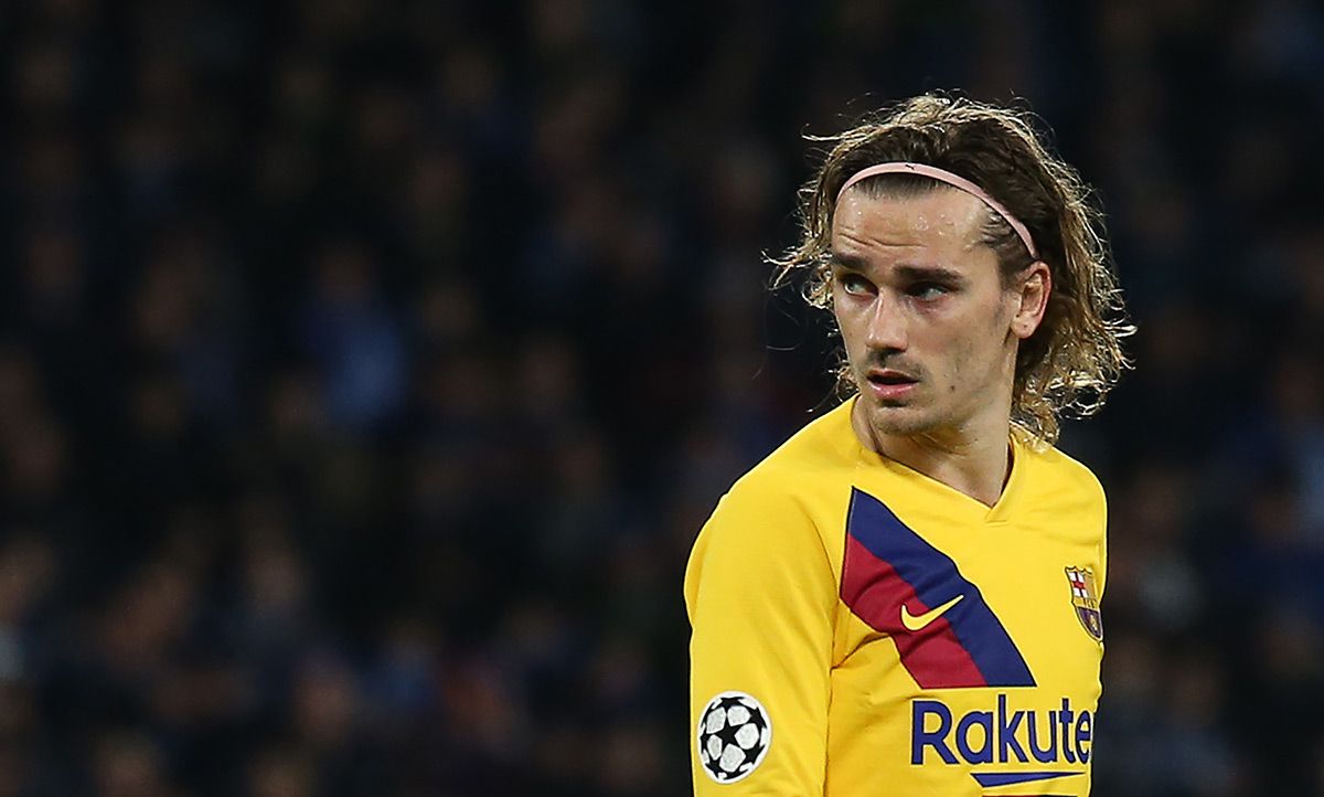 Griezmann, durante el partido contra el Nápoles en San Paolo