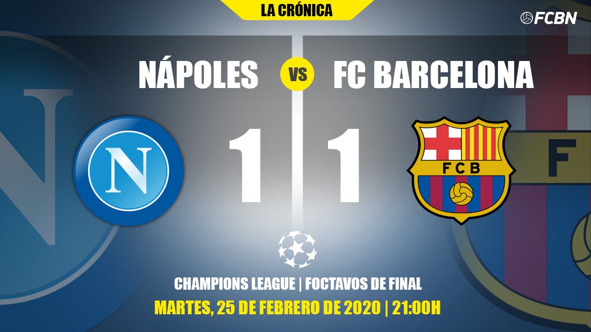 Crónica del Napoli-FC Barcelona de la ida de octavos de la Champions League 2019-20