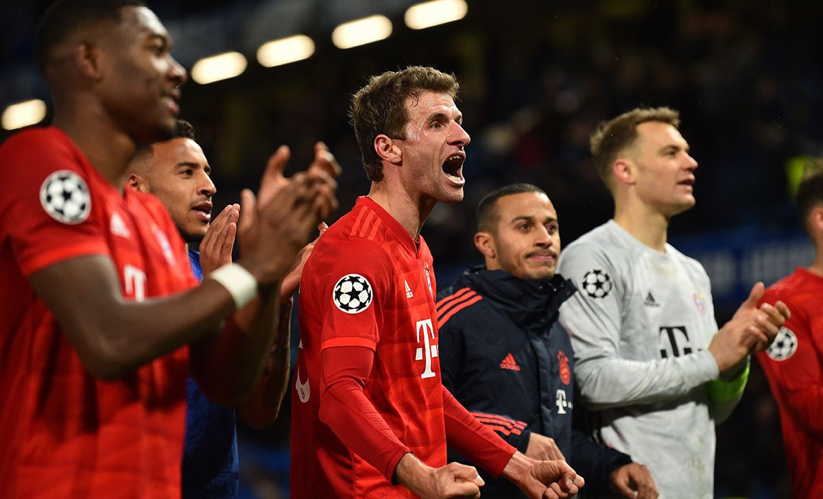 The Bayern Munich, celebrating the victory against Chelsea