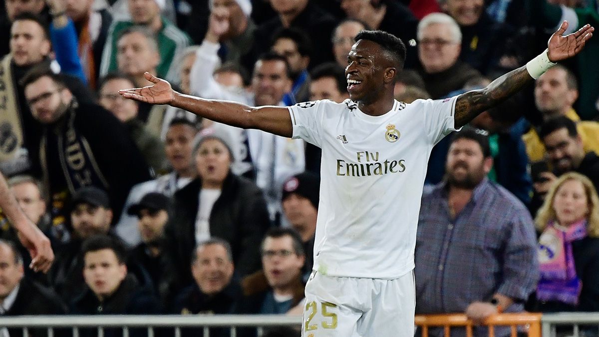 Vinicius Jr durante el Real Madrid-Manchester City de Champions League