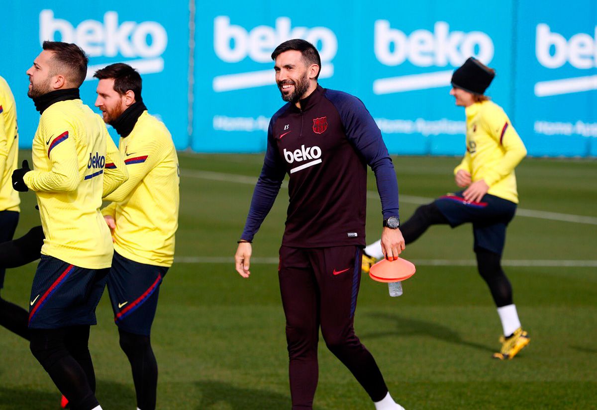 Eder Sarabia in a training of the Barça