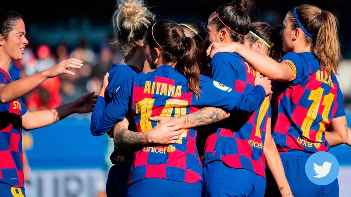 The FC Barcelona Women, celebrating a goal annotated this season
