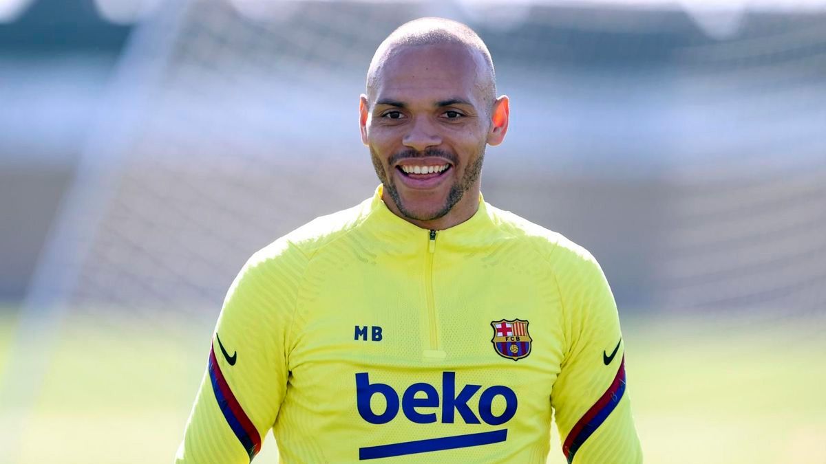 Martin Braithwaite in a training session of Barça | FCB