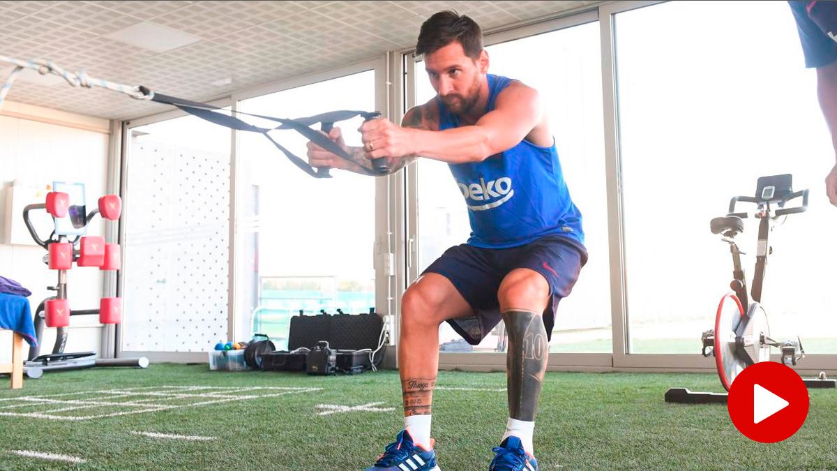 Leo Messi en una sesión de entrenamiento individual del Barça | FCB