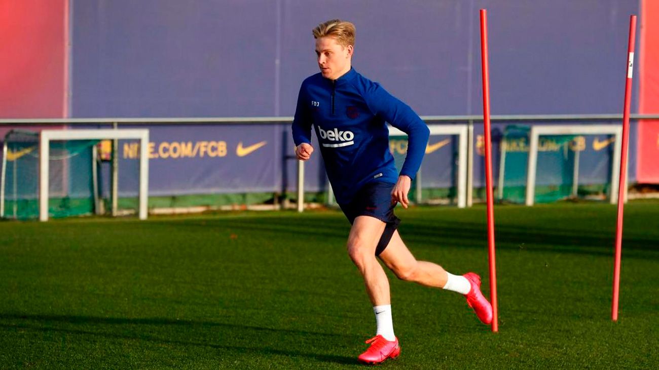 Frenkie de Jong, training with the Barça in an image of archive / Source: FCB