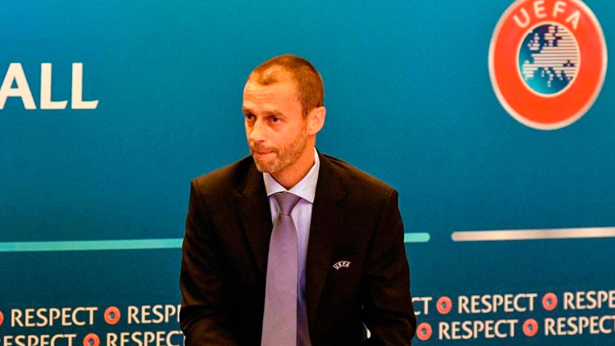 Alexander Ceferin, presidente de la UEFA, en una rueda de prensa