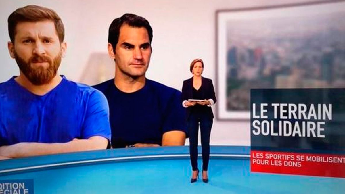 Reza Parastesh, doble de Leo Messi, en una noticia de la televisión francesa