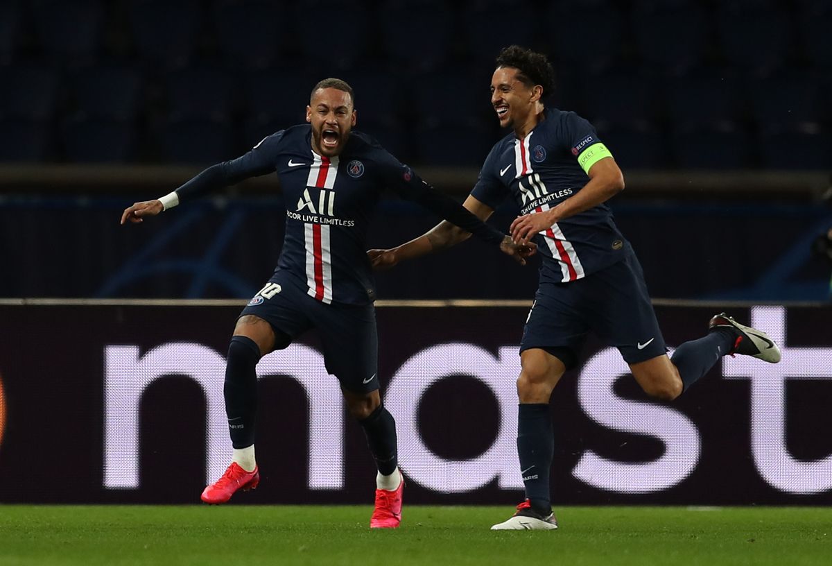 Neymar, celebrating his goal to the Dortmund