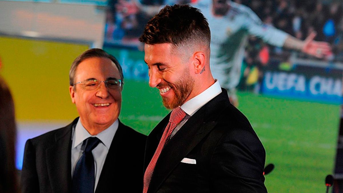 Florentino Pérez and Sergio Ramos in an event of Real Madrid