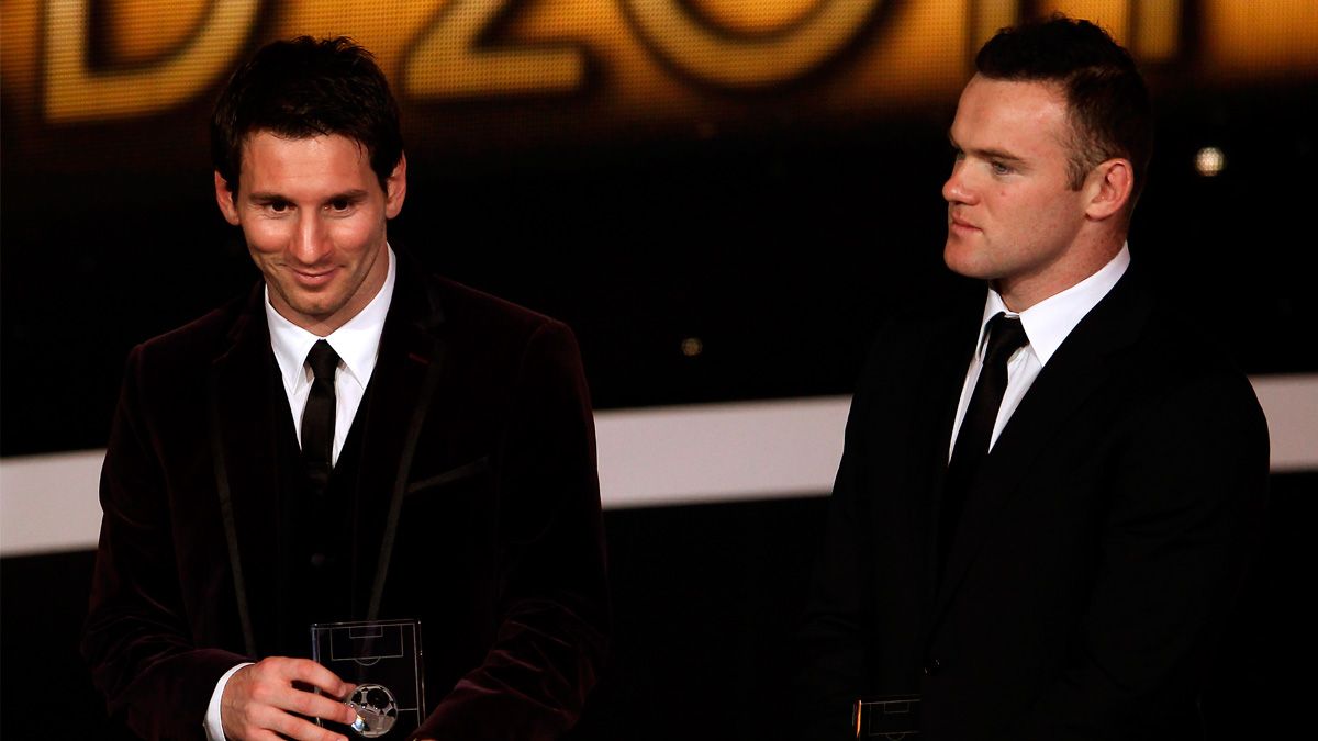 Leo Messi and Wayne Rooney in a Golden Ball gala