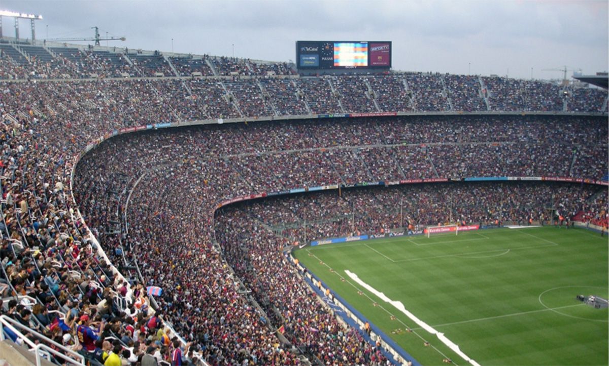The Camp Nou, full during a match of the season 2019-20