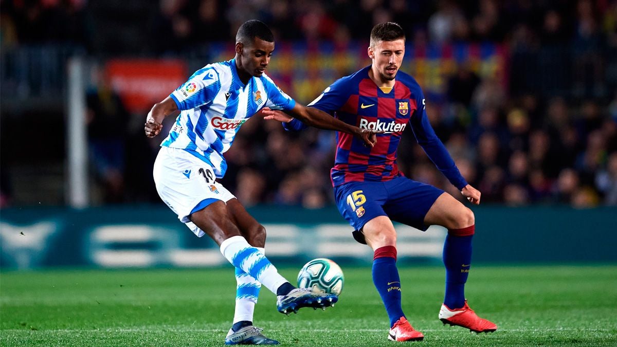 Alexander Isak in a Barça-Real Sociedad of LaLiga