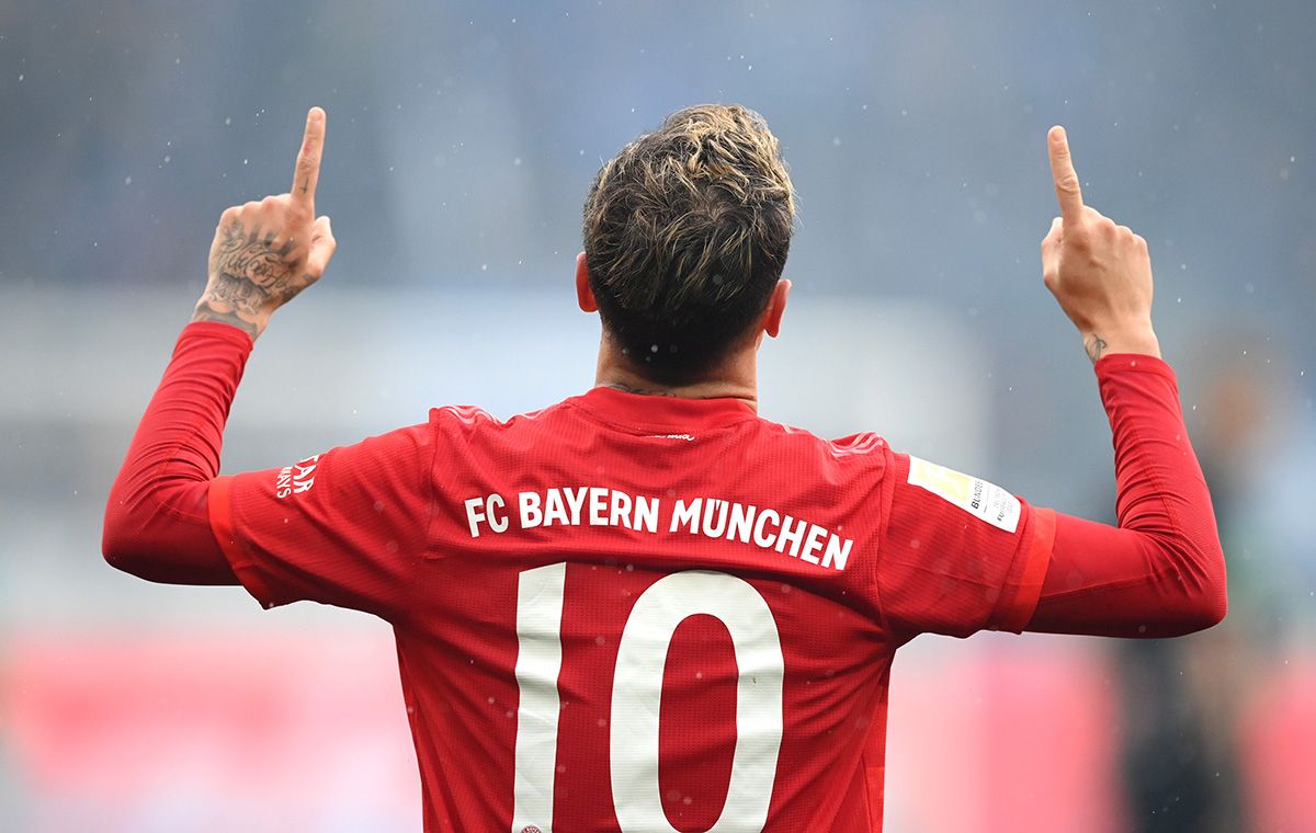 Philippe Coutinho, celebrando un gol marcado con el Bayern Múnich