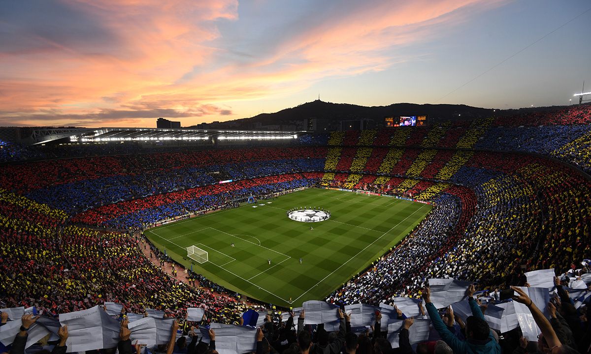 The Camp Nou, just before a night of Champions League