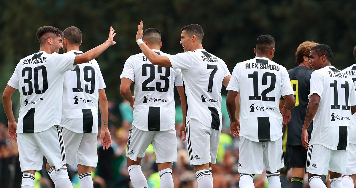 Players of the Juventus, celebrating a goal