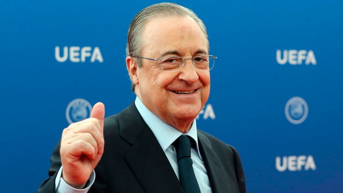 Florentino Pérez, presidente del Real Madrid, en un acto de la UEFA