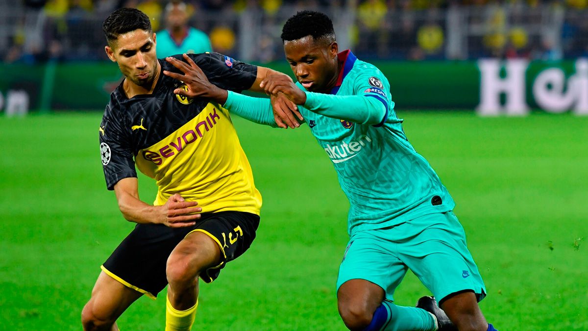 Ansu Fati en un Borussia Dortmund-Barça en la Champions League