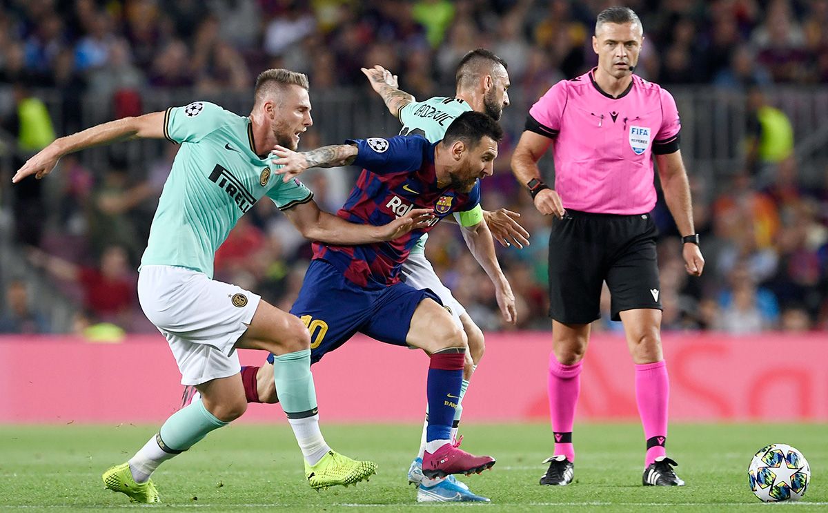 Leo Messi, durante un partido contra el Inter de Milán