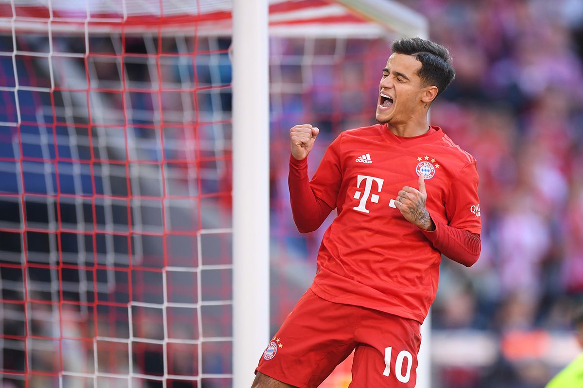 Coutinho, celebrating a goal with the Bayern