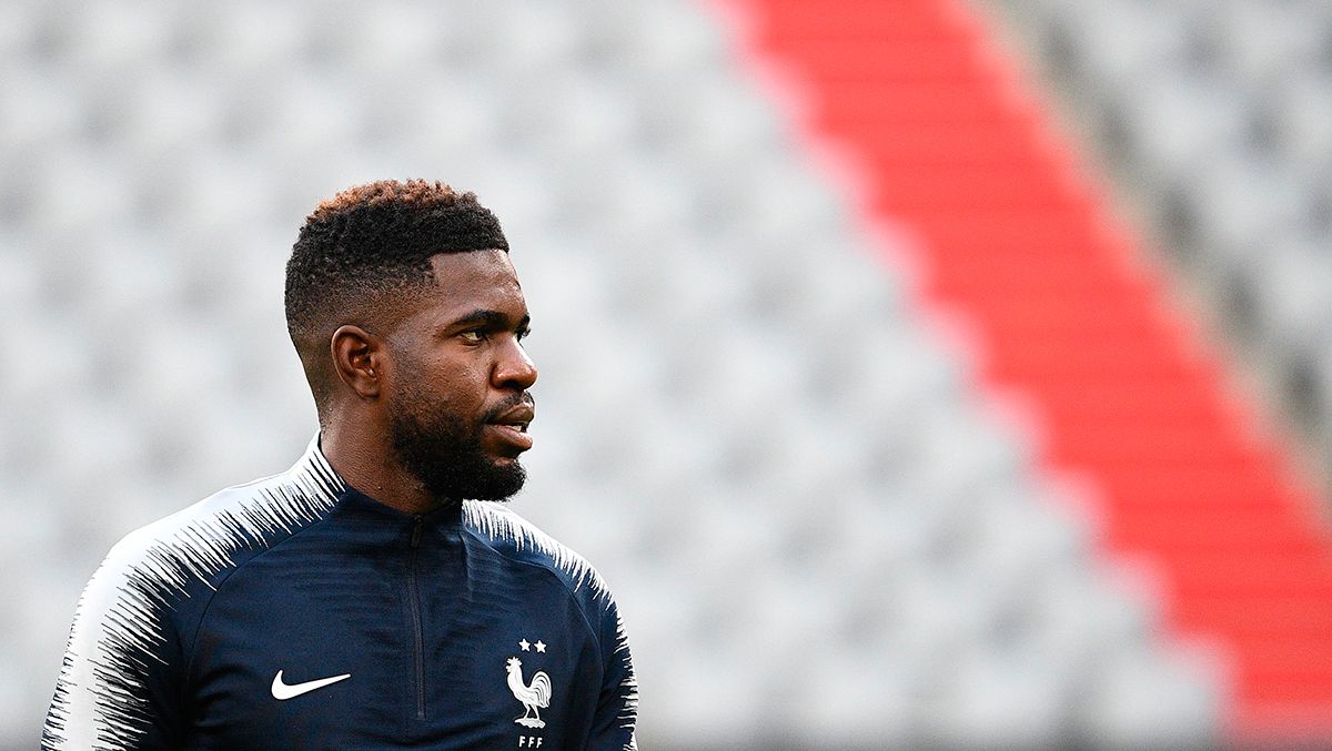 Samuel Umtiti, during a training with France