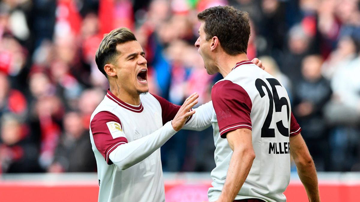 Philippe Coutinho celebra un gol con el Bayern de Múnich