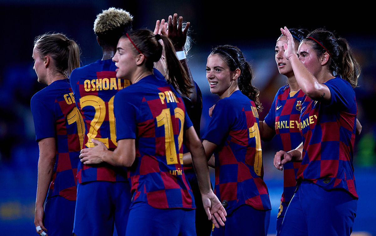 El FC Barcelona, celebrando un gol en la Primera Iberdrola