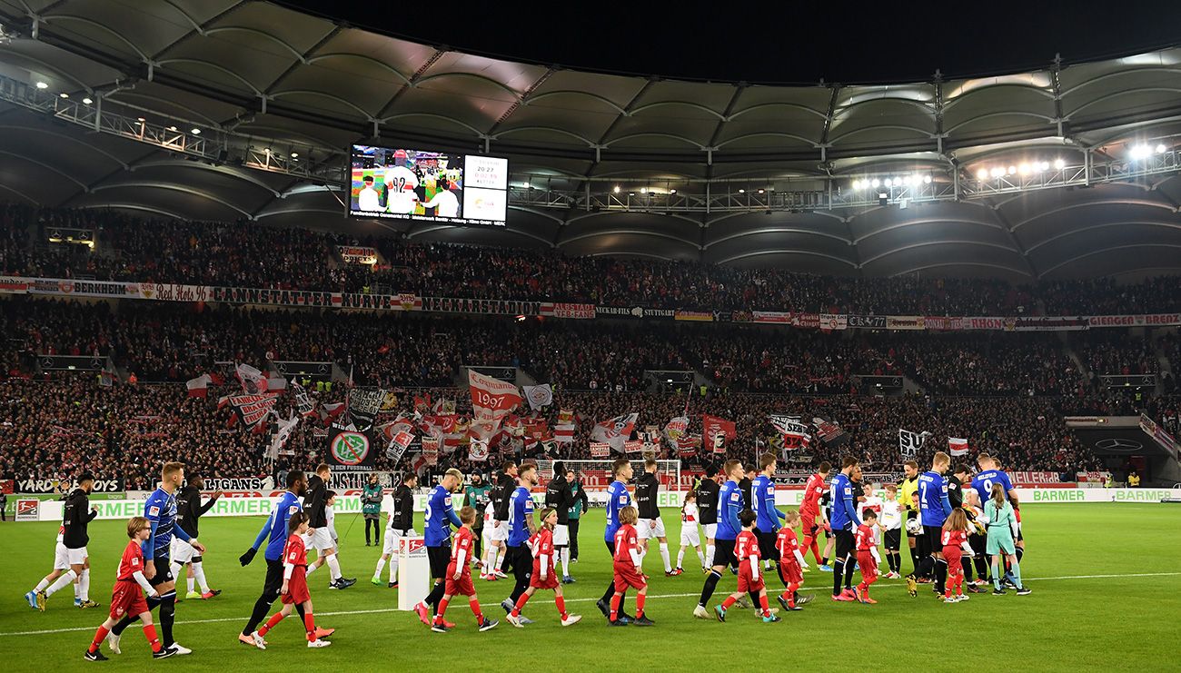 The stadium of the Sttutgart before a party in the Bundesliga