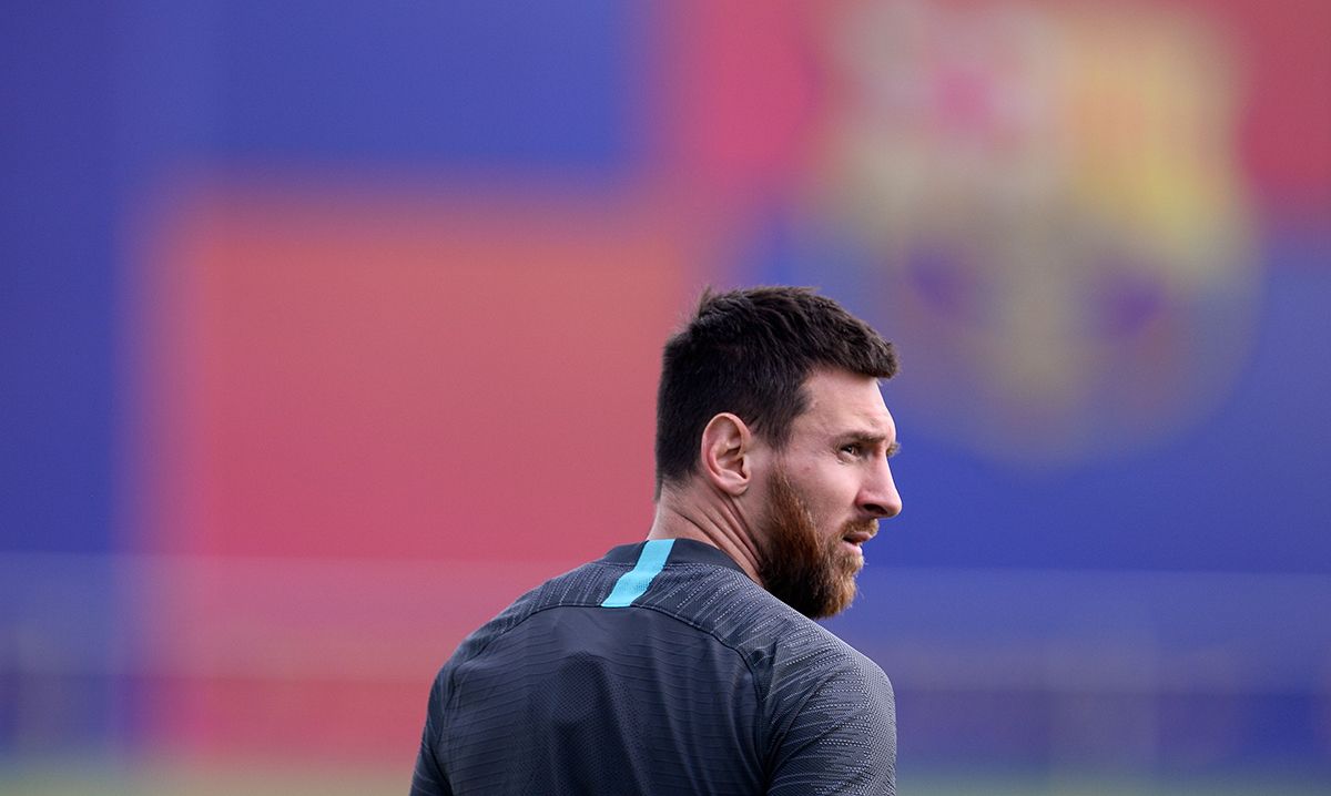 Leo Messi, during a training