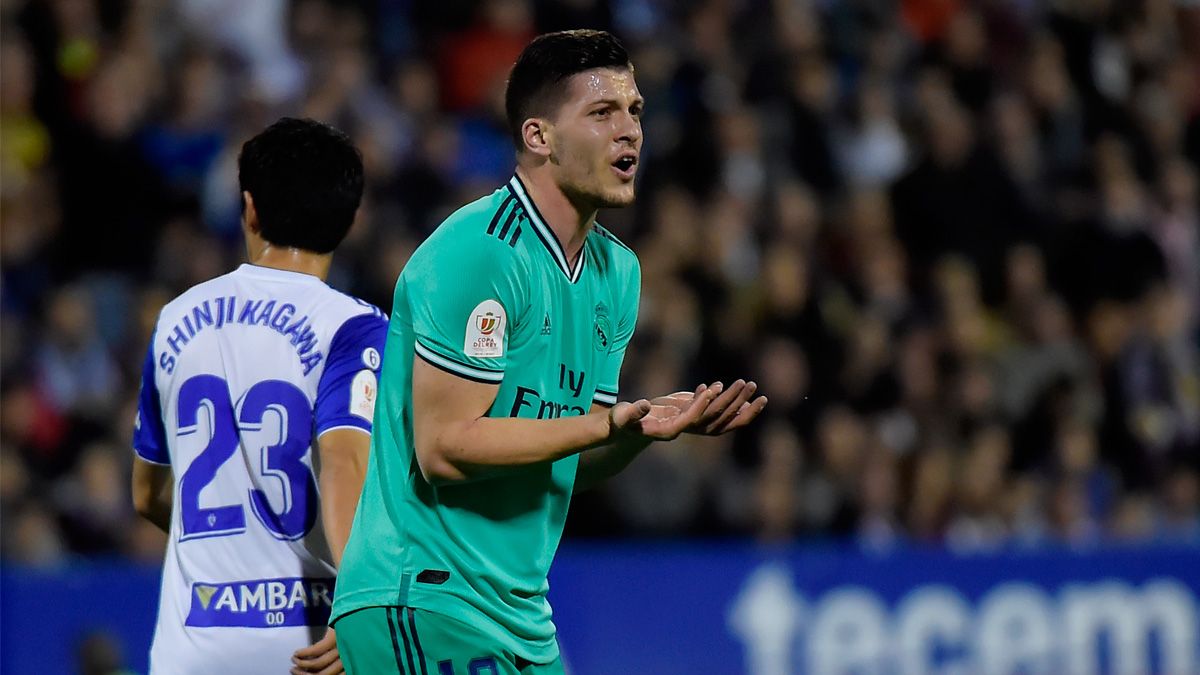 Luka Jovic in a match of Real Madrid in the Copa del Rey