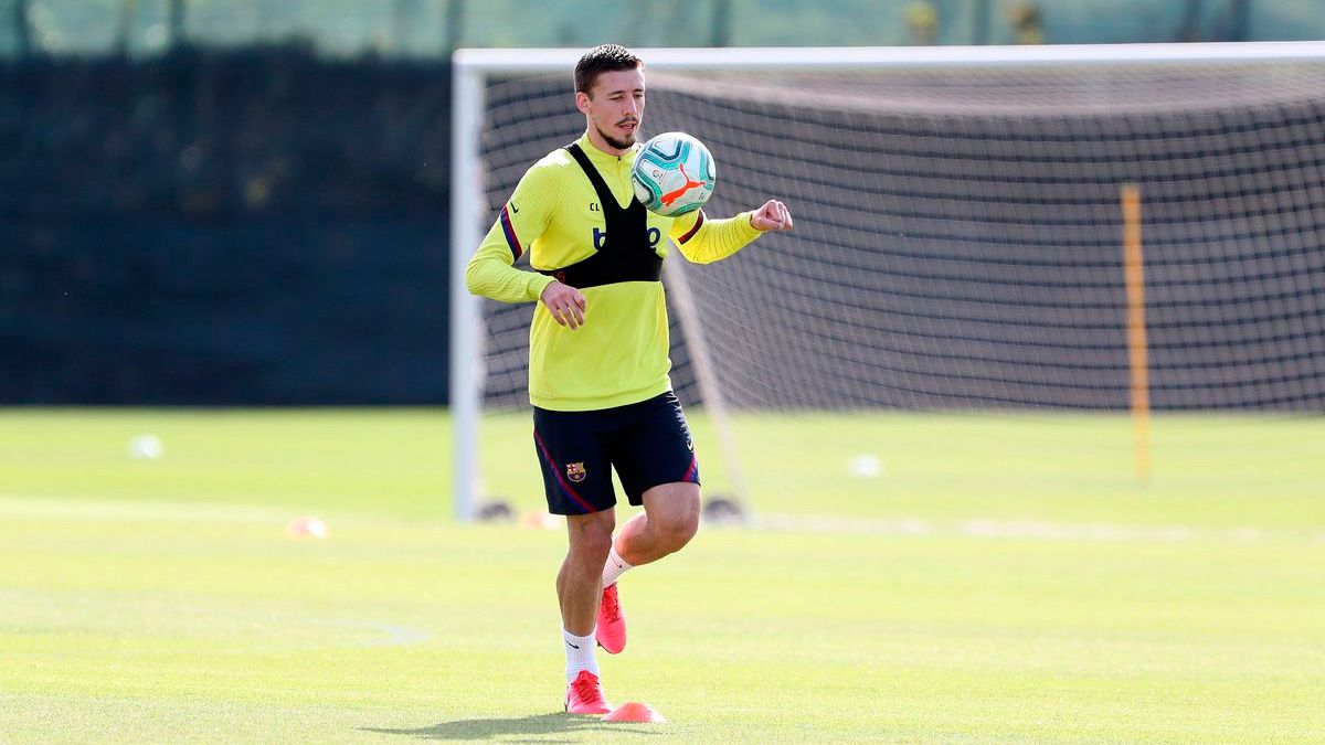 Clément Lenglet in a training session of Barça previous to the return of LaLiga