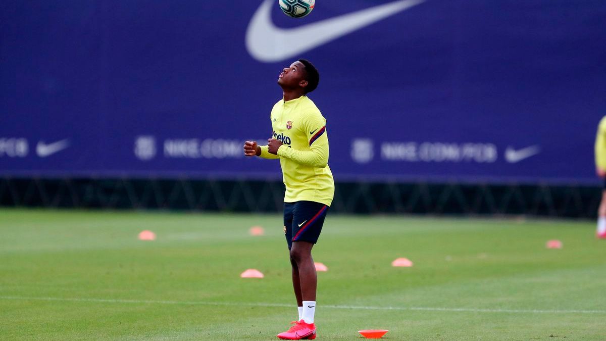 Ansu Fati en una sesión de entrenamiento del Barça | FCB