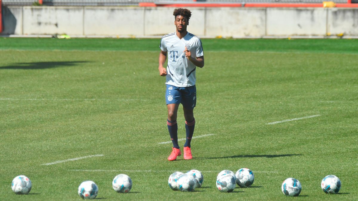 Kingsley Coman in a training session of Bayern Munich