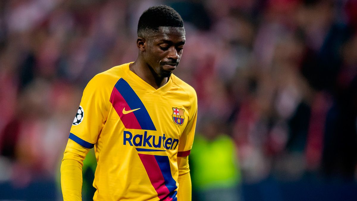 Ousmane Dembélé en un partido con el Barça en la Champions League