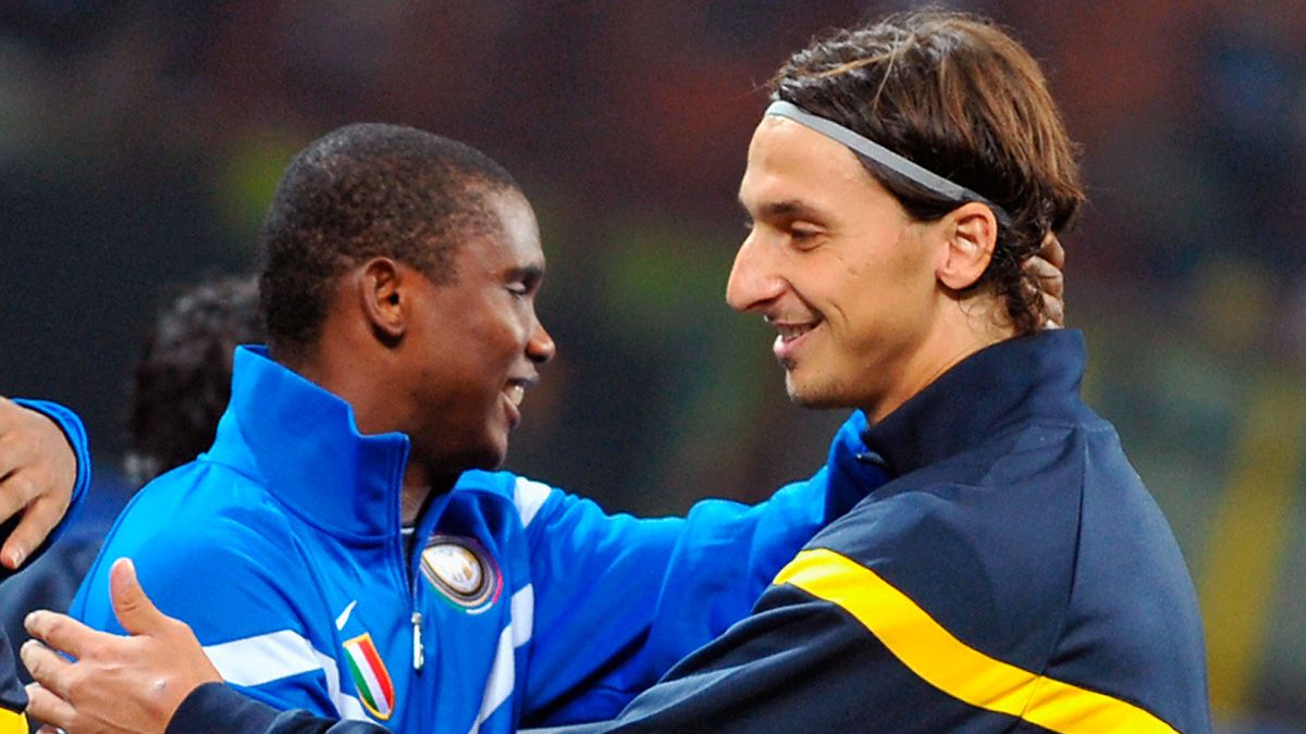 Samuel Eto'o and Zlatan Ibrahimovic in a match between Inter Milan and Barça
