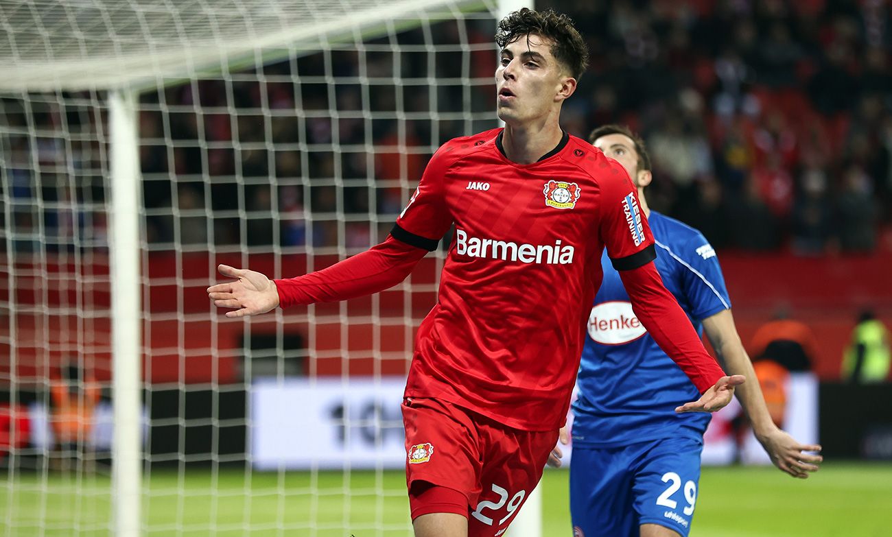 Kai Havertz celebra un gol con el Leverkusen