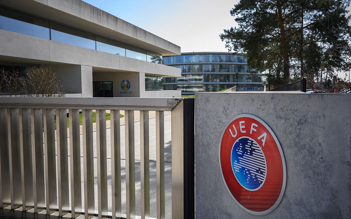 Offices of the UEFA, closed for the coronavirus