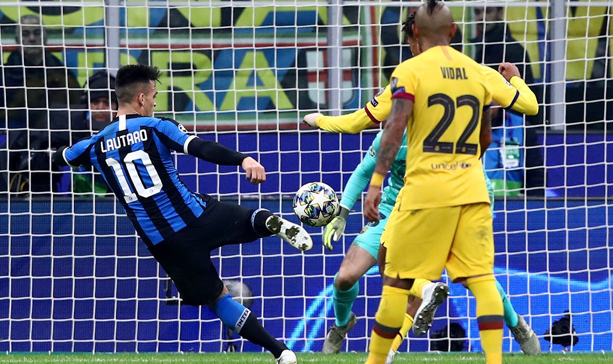 Lautaro Martínez, shooting against the FC Barcelona