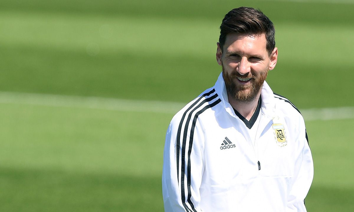 Leo Messi, durante una concentración con Argentina