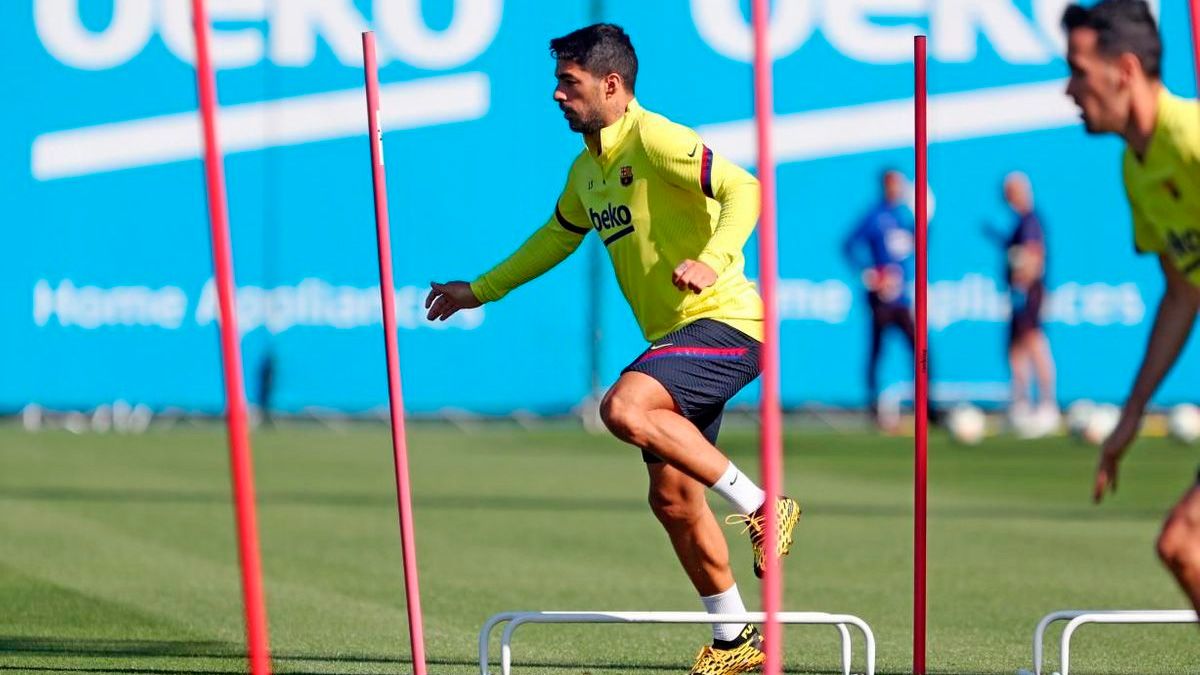 Luis Suárez en una sesión de entrenamiento del Barça | FCB
