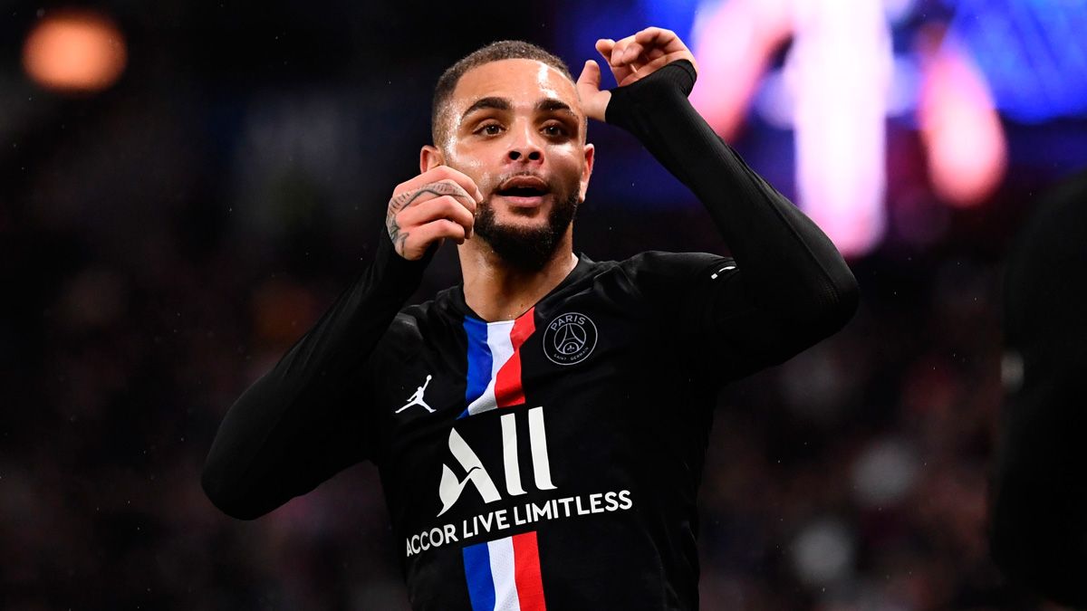 Layvin Kurzawa in a match of PSG in the Ligue 1