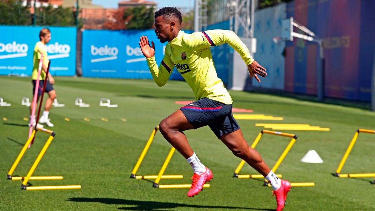 Nélson Semedo en una sesión de entrenamiento del Barça | FCB