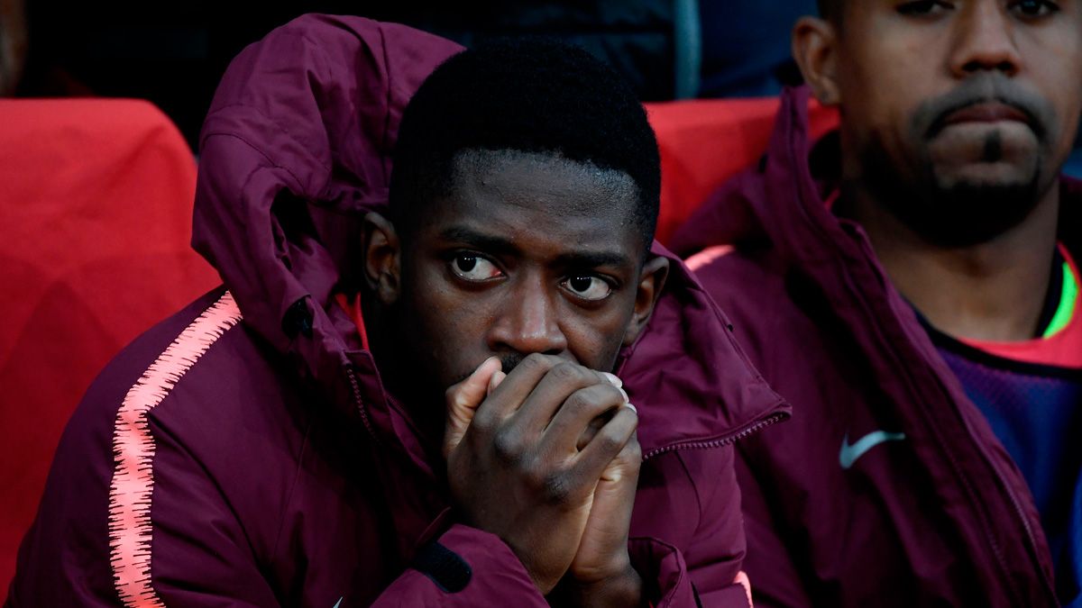 Ousmane Dembélé en un partido del Barça en la Champions League