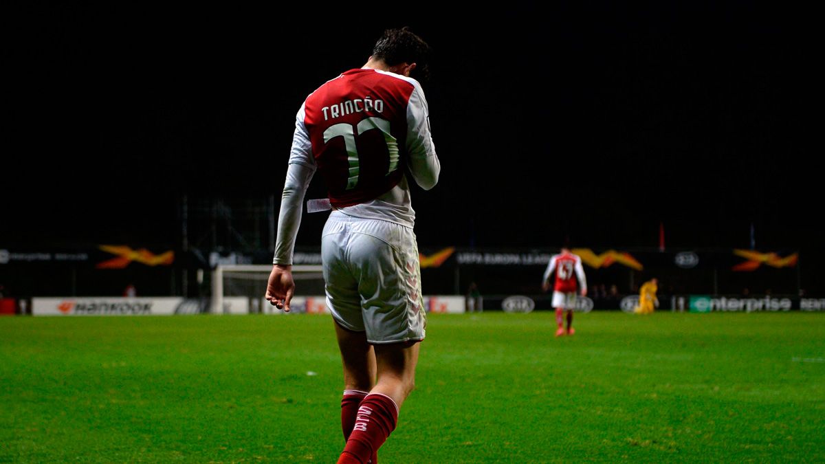 Francisco Trincao en un partido del Sporting de Braga en la Europa League