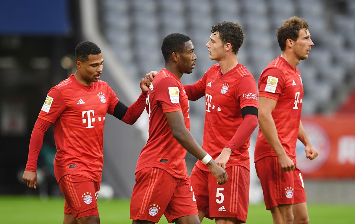 Players of the Bayern celebrating a goal