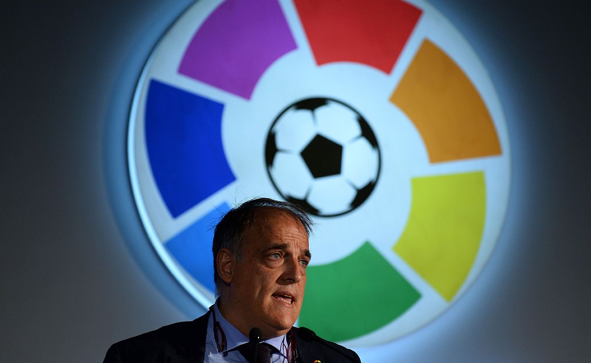 Javier Tebas, during an official act of LaLiga