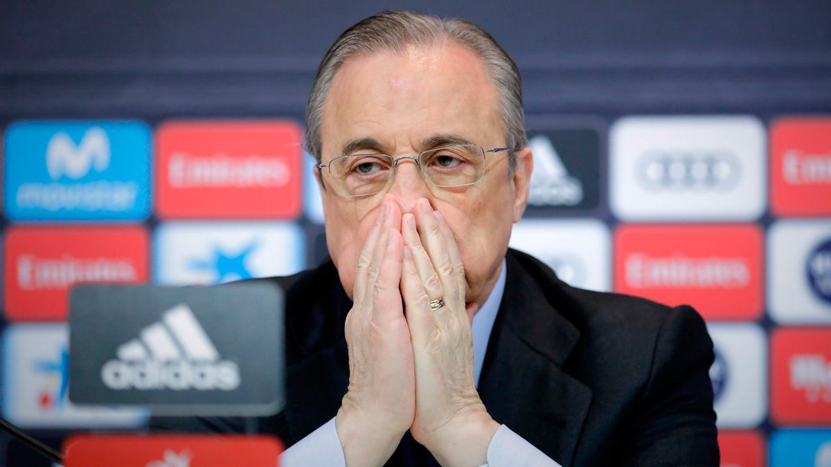 Florentino Pérez en una rueda de prensa del Real Madrid