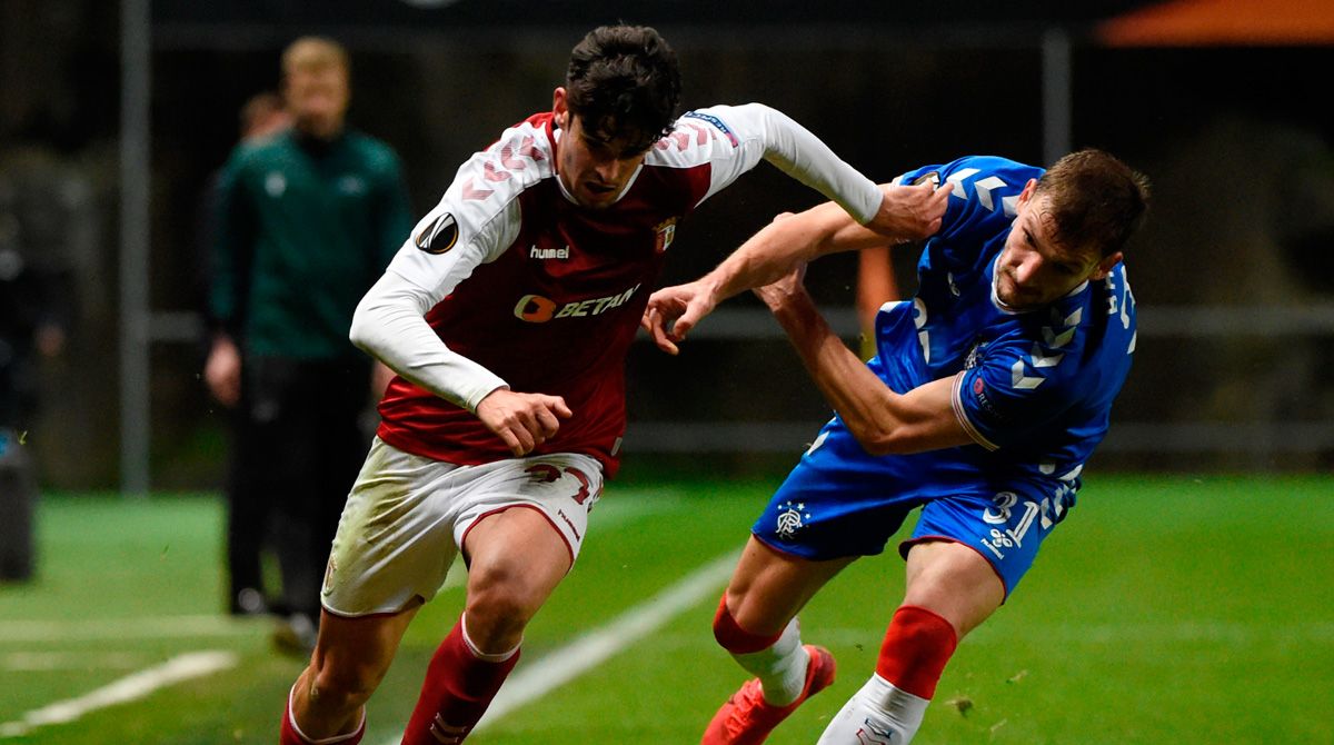 Francisco Trincao in a match of Sporting de Braga in the Europa League