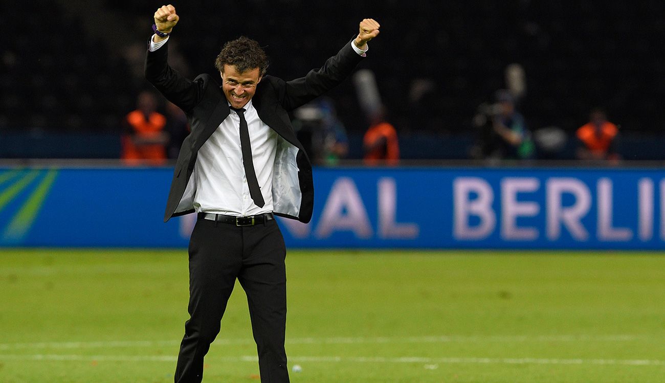 Luis Enrique celebrates the victory in the Champions League 2015