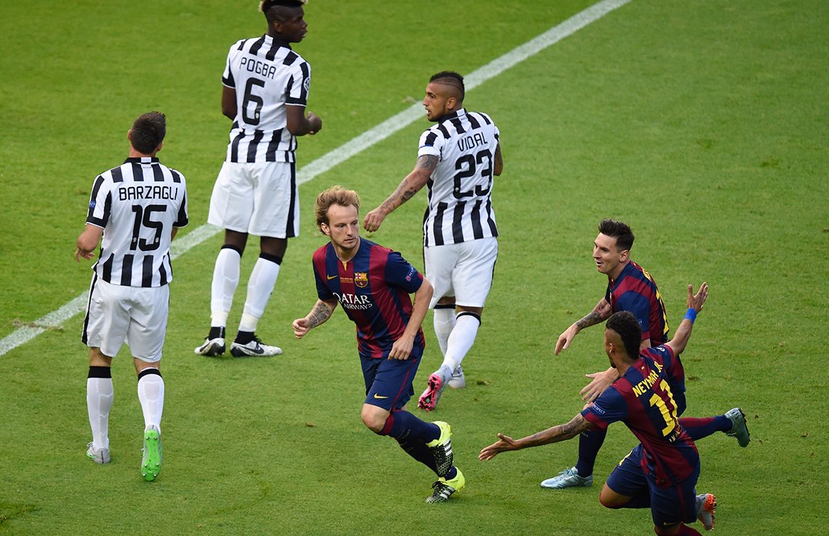 Rakitic, celebrating his goal in the final of the Champions